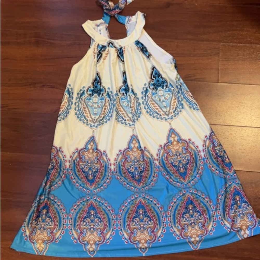Blue and White Paisley Dress Women’s SMALL NWOT